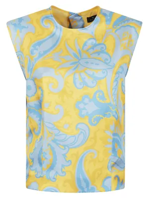 Powder Blue And Yellow Swirl Top