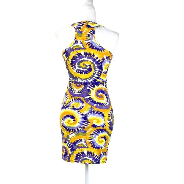 Printed Tie Dye Mini Bodycon Women's Dress