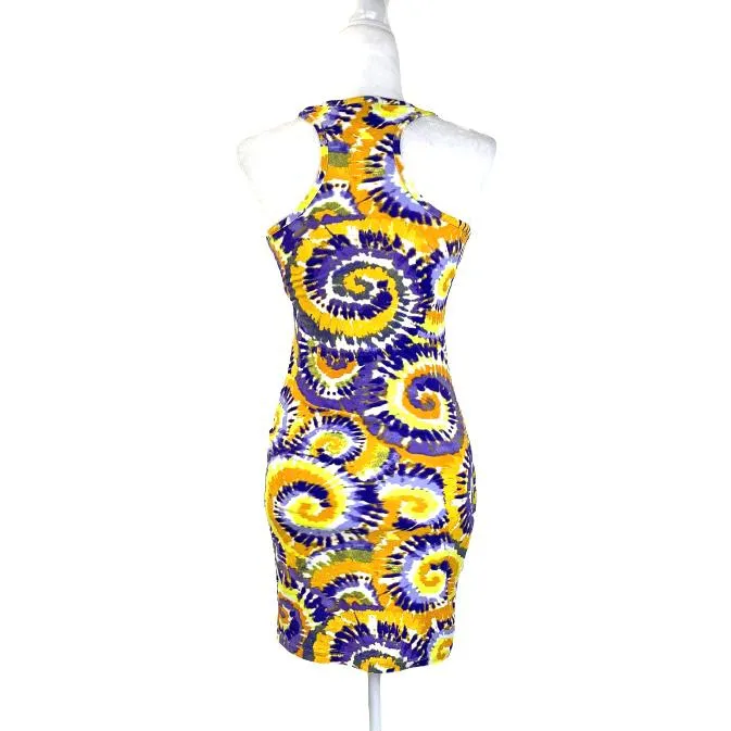 Printed Tie Dye Mini Bodycon Women's Dress