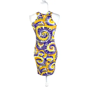 Printed Tie Dye Mini Bodycon Women's Dress