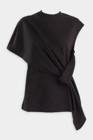 Punto Milano Draped T-Shirt in Black