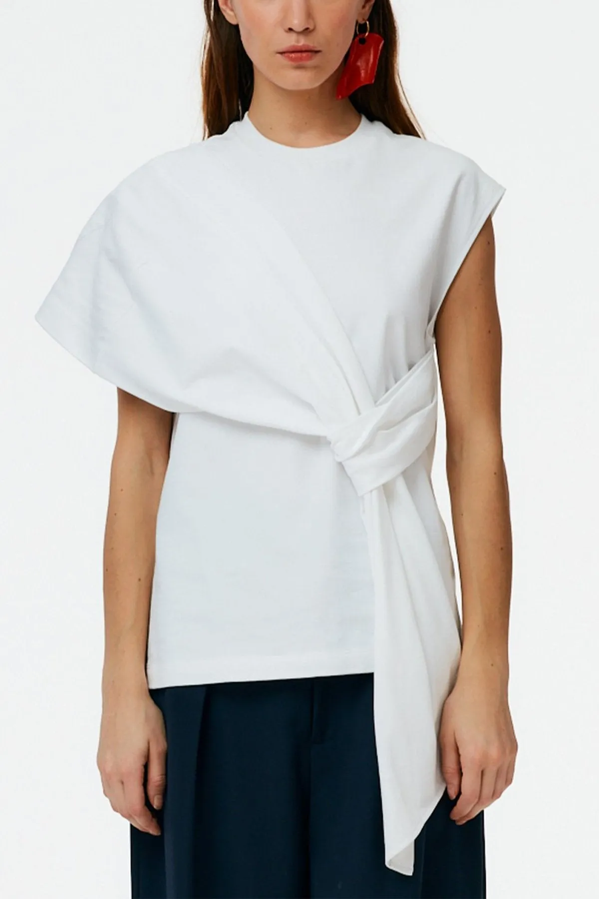 Punto Milano Draped T-Shirt in White