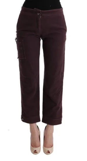Purple Cotton Cropped Regular Fit Pants