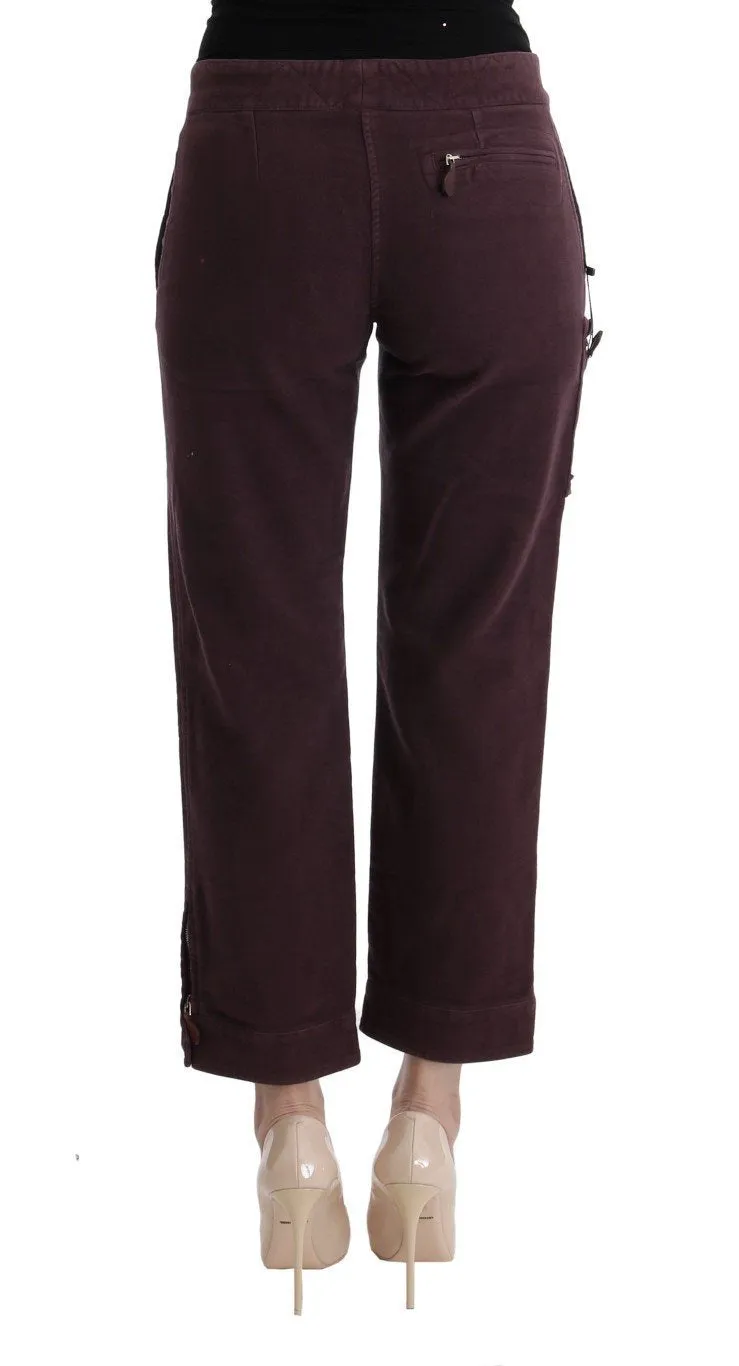 Purple Cotton Cropped Regular Fit Pants