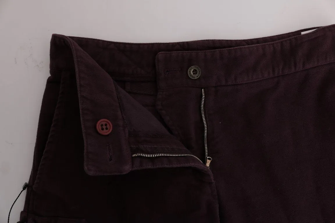 Purple Cotton Cropped Regular Fit Pants