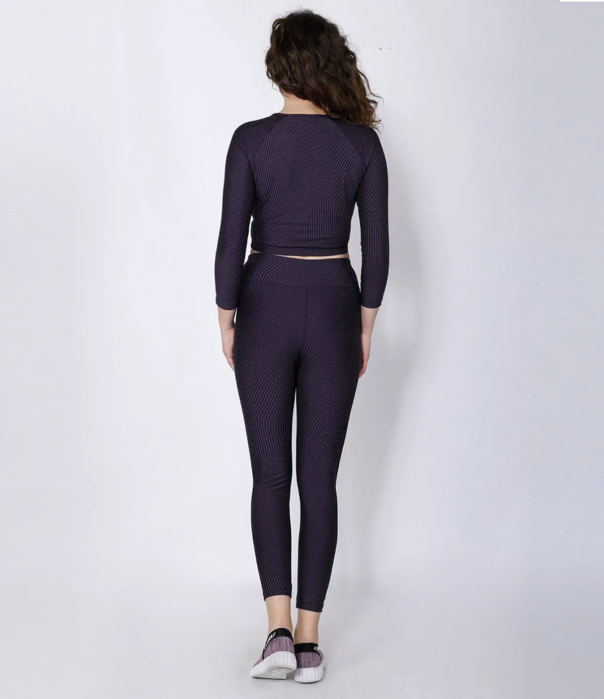 Purple Silver Crop Zipper