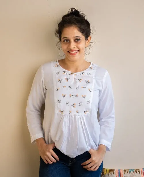 "Dandelion" White Tunic Top in Lyocell