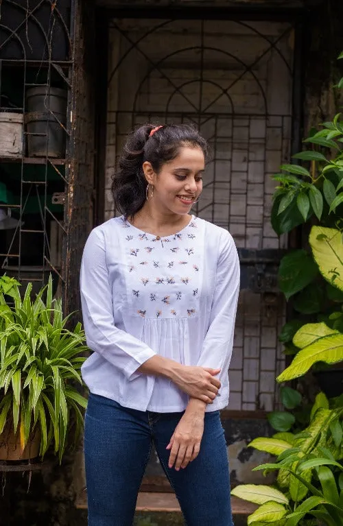 "Dandelion" White Tunic Top in Lyocell