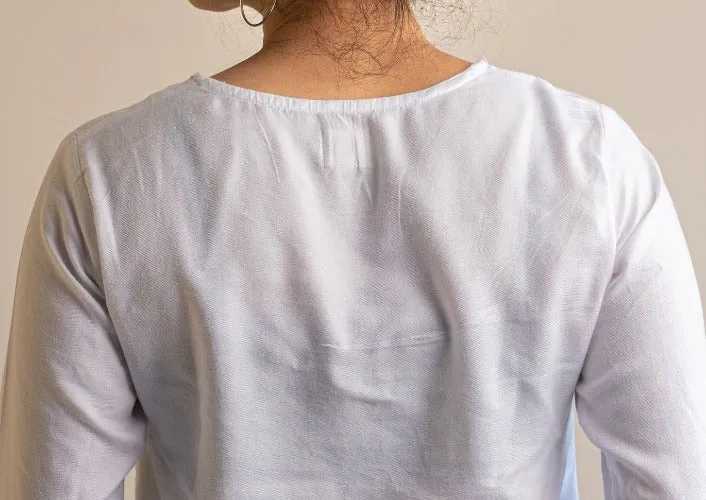 "Dandelion" White Tunic Top in Lyocell