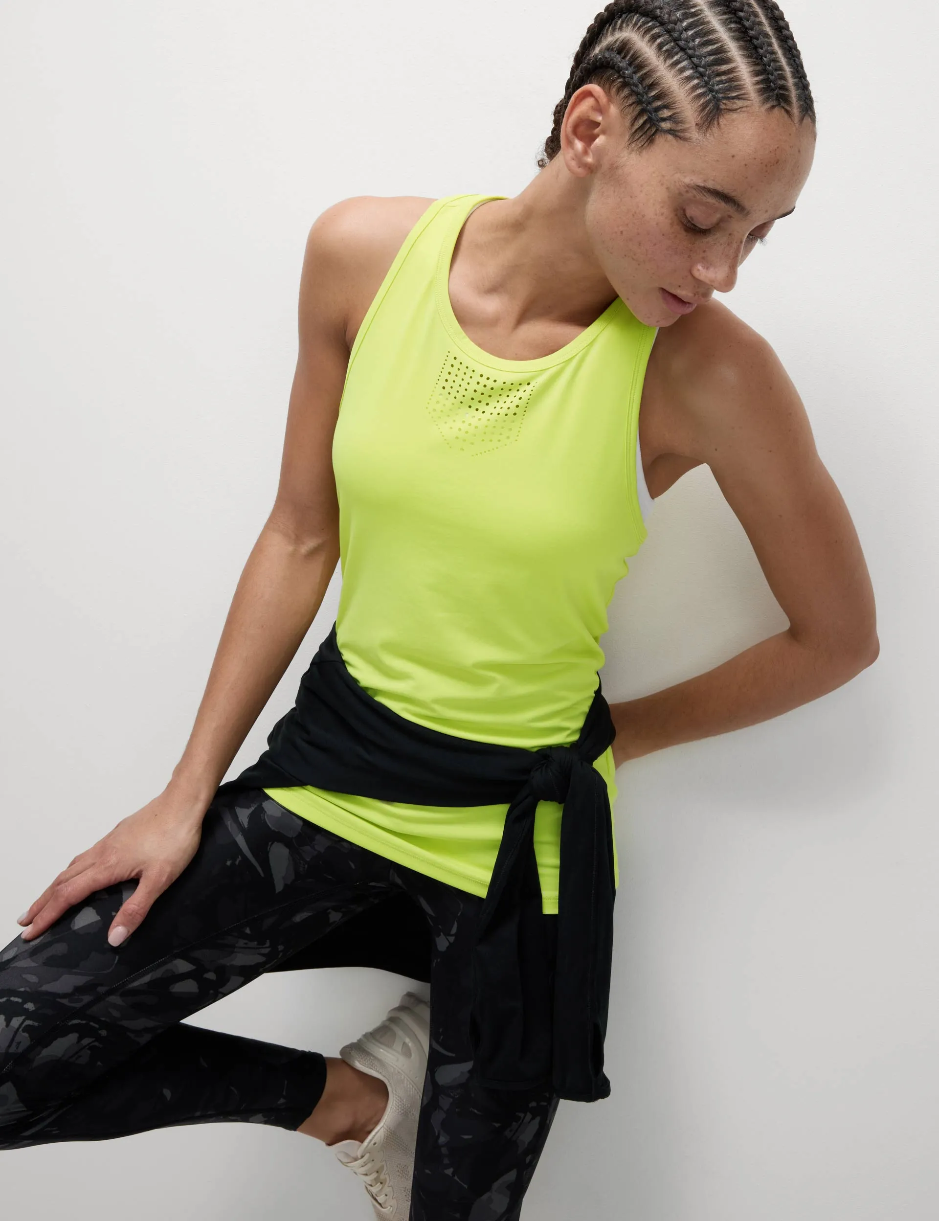 Racerback Laser Cut Fitted Vest Top - Limeade