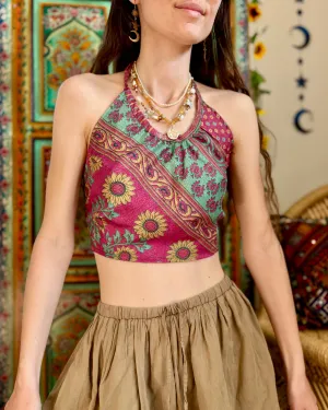 Recycled Sari Halter Crop Top