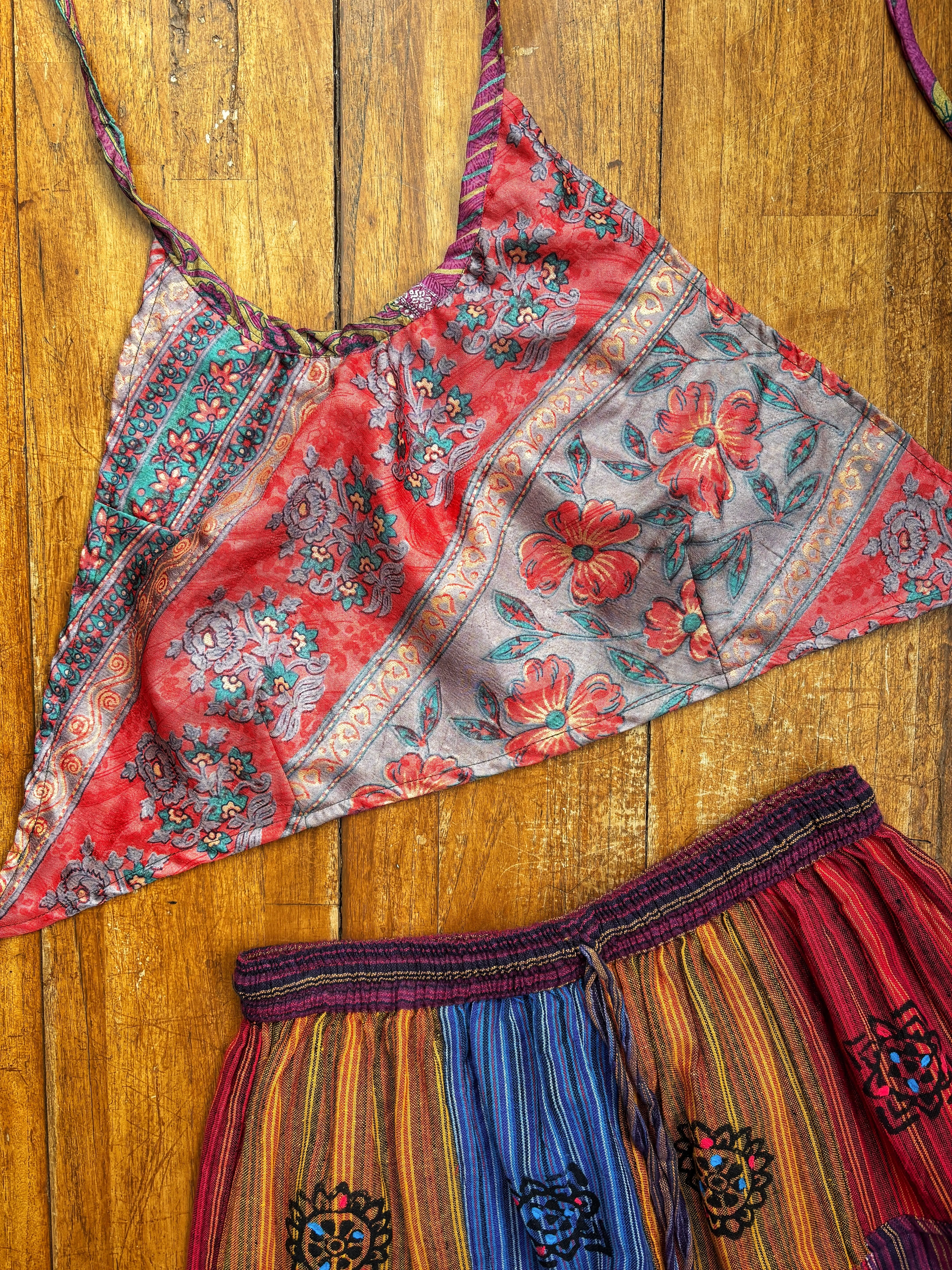 Recycled Sari Halter Crop Top