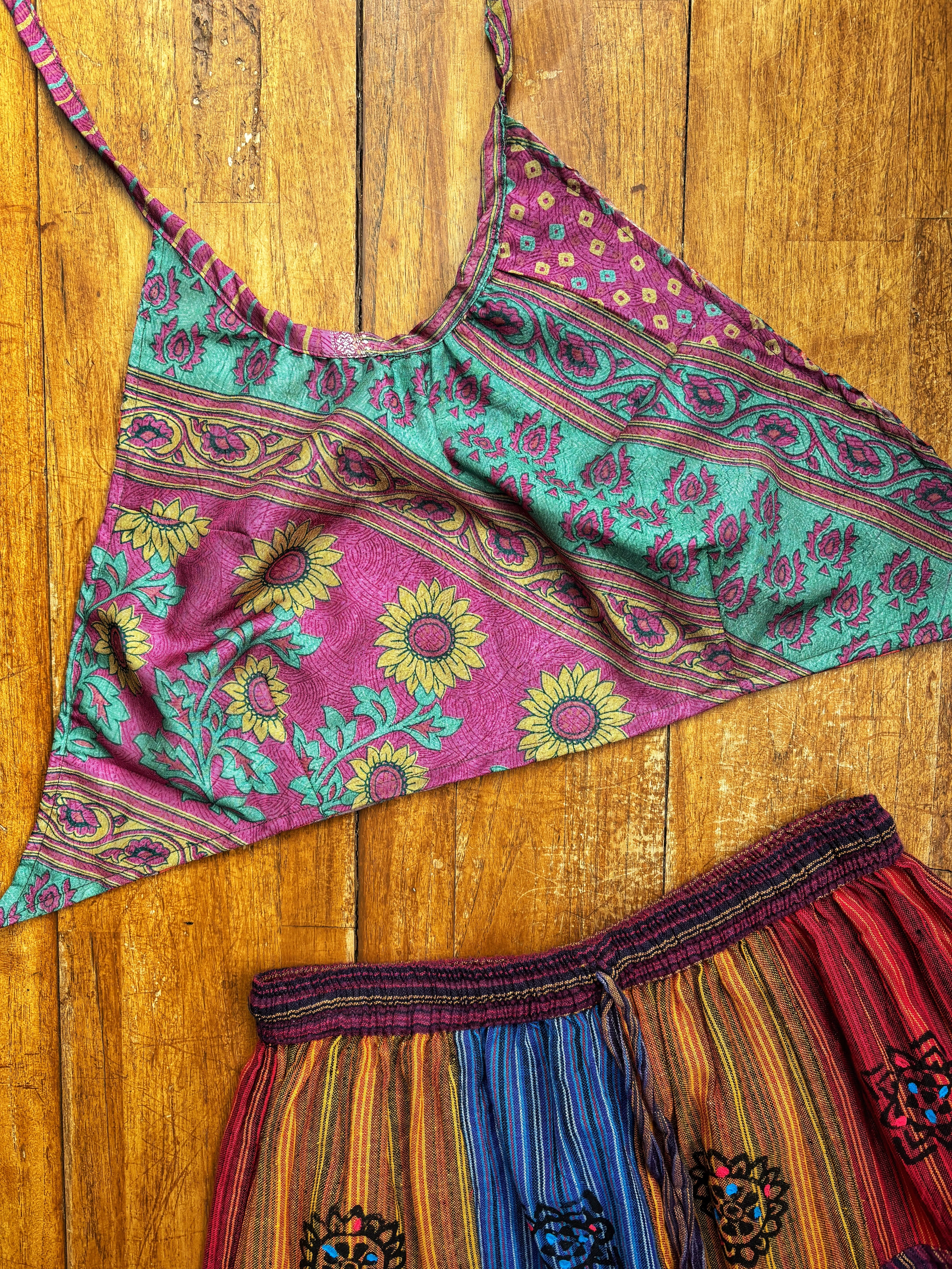 Recycled Sari Halter Crop Top