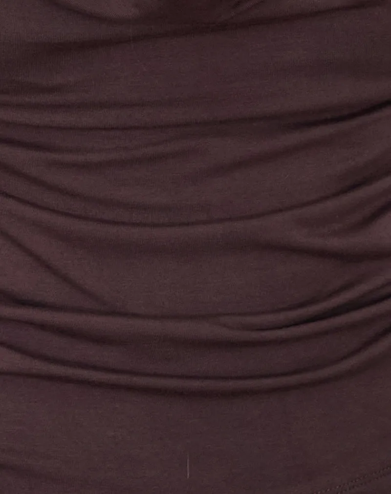 Renice Cowl Long Sleeve Top in Bitter Chocolate