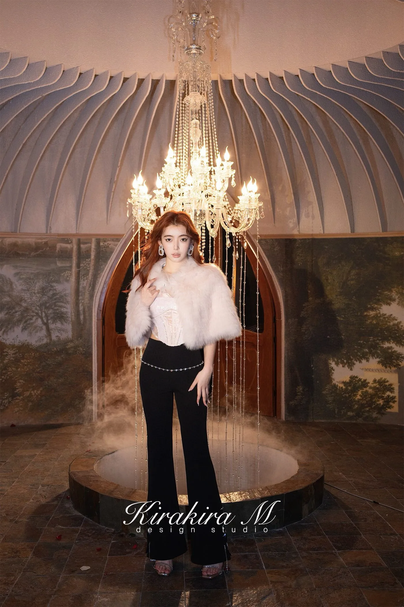 Rhinestone Black Flared Pants