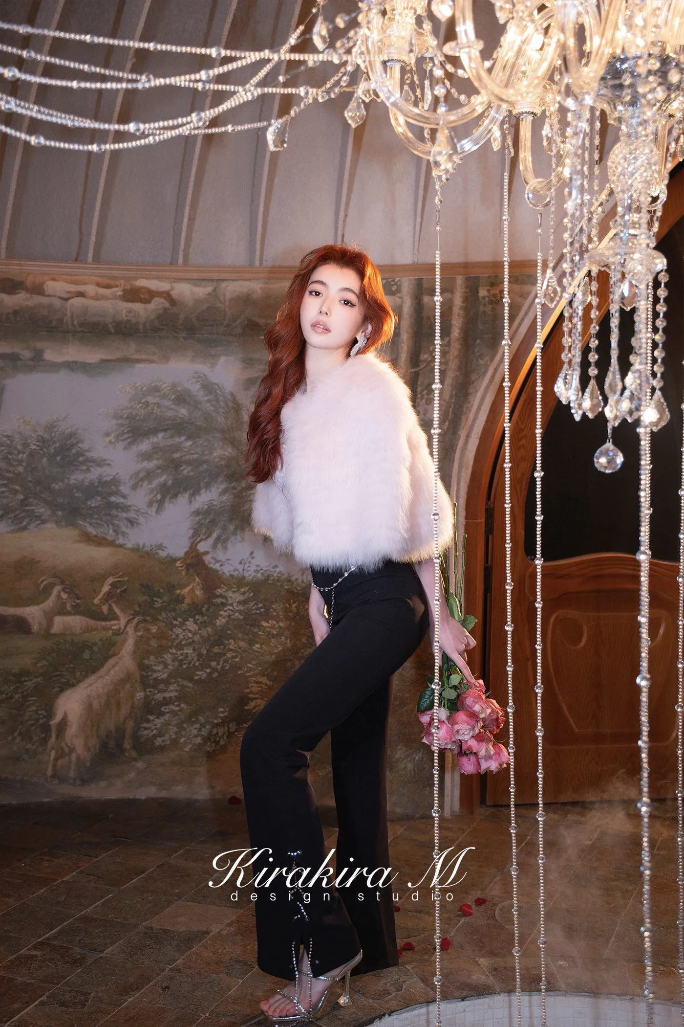 Rhinestone Black Flared Pants