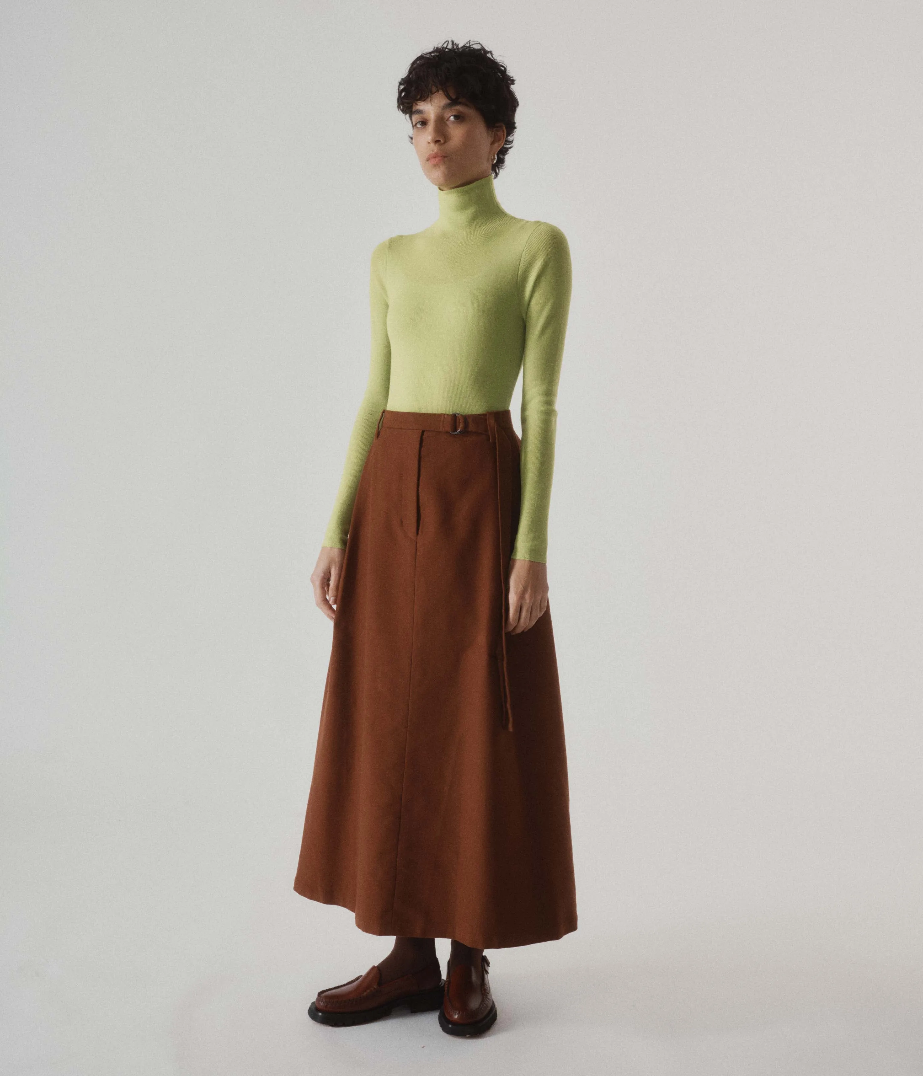 Ribbed Highneck in Wasabi