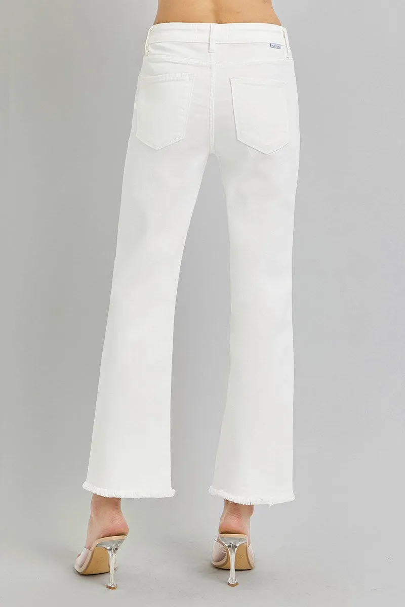 Risen | Tummy Control Mid Rise Crop Straight Pants FINAL SALE