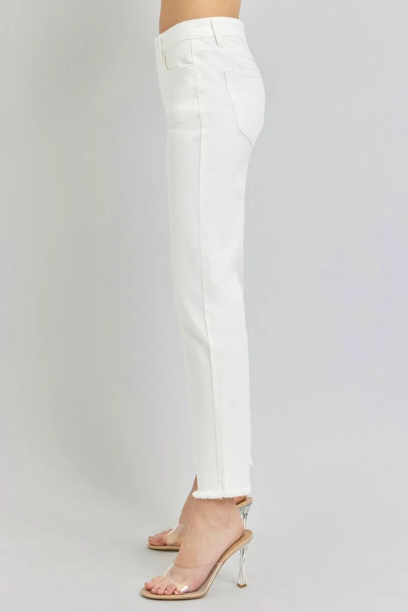 Risen | Tummy Control Mid Rise Crop Straight Pants FINAL SALE