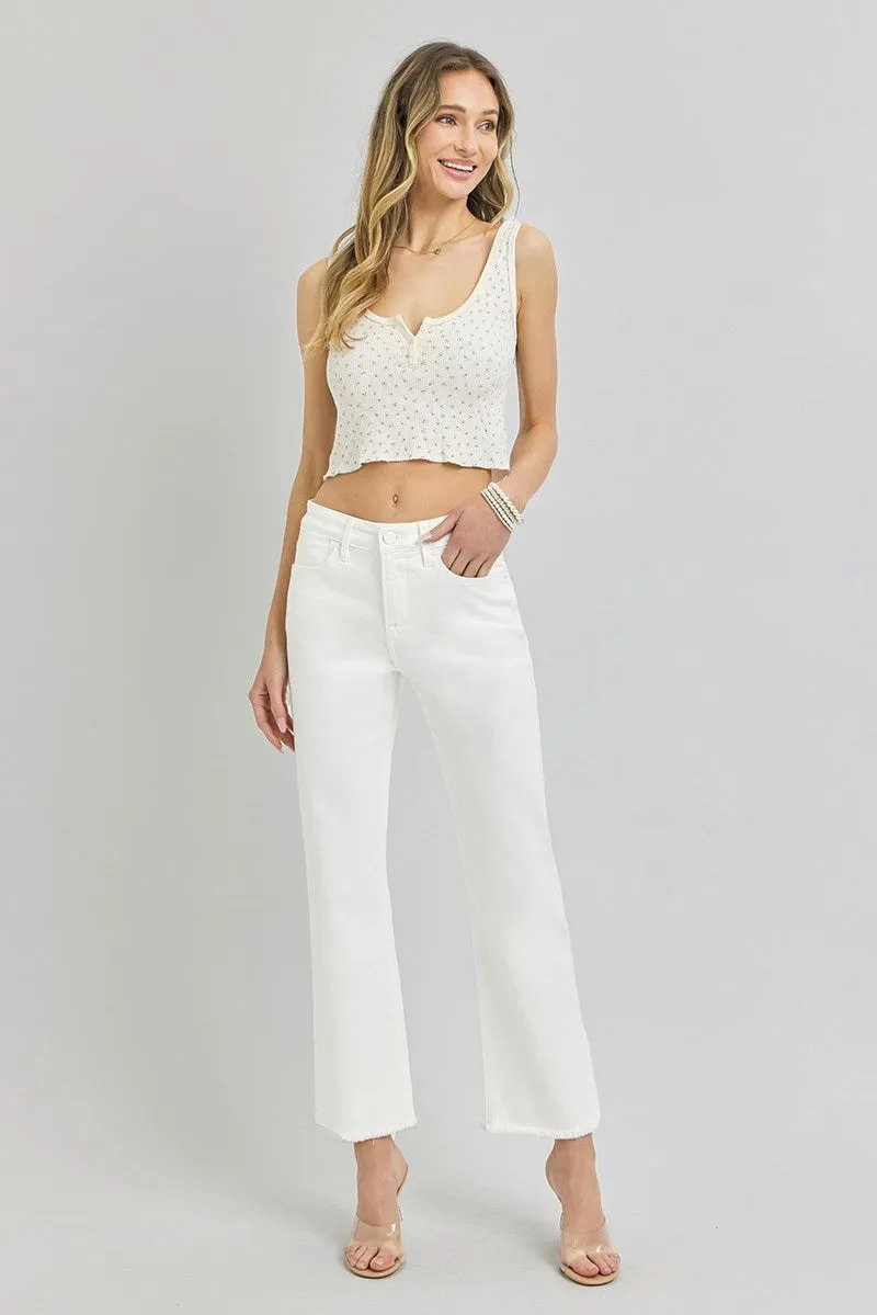 Risen | Tummy Control Mid Rise Crop Straight Pants FINAL SALE