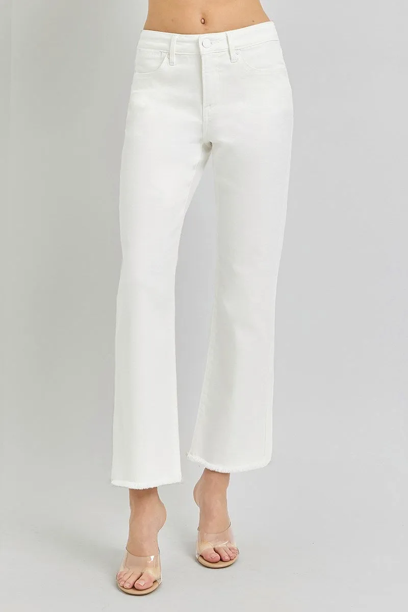 Risen | Tummy Control Mid Rise Crop Straight Pants FINAL SALE