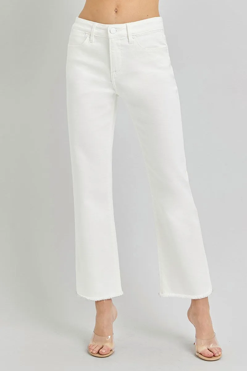 Risen | Tummy Control Mid Rise Crop Straight Pants FINAL SALE