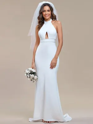 Robe de mariée sirène sans manches creuse à col licou