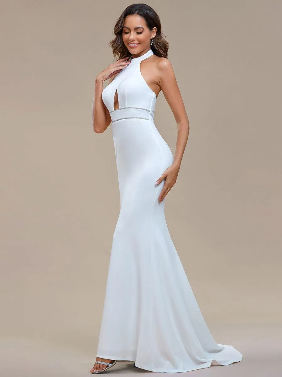 Robe de mariée sirène sans manches creuse à col licou