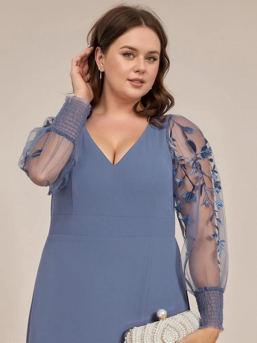 Robe de soirée transparente en mousseline à manches longues