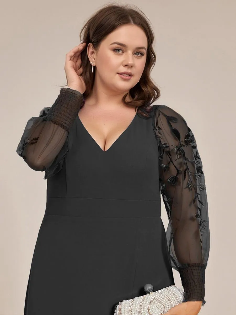 Robe de soirée transparente en mousseline à manches longues