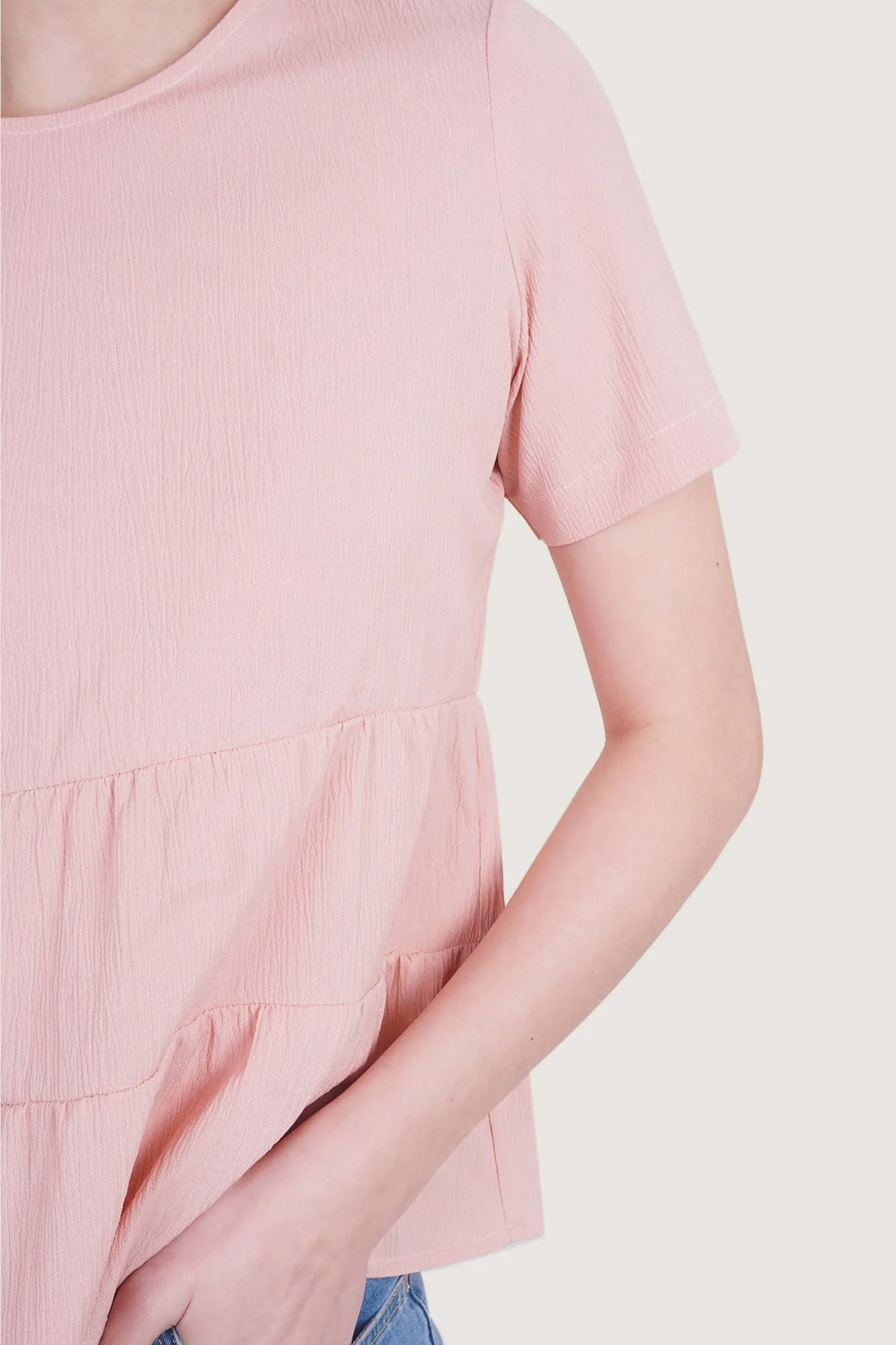 Round Neck Peplum Top