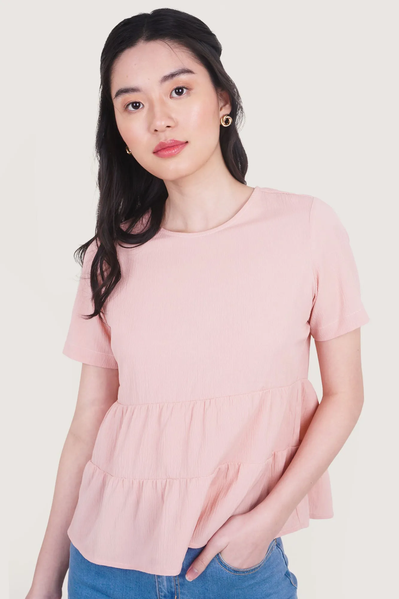 Round Neck Peplum Top