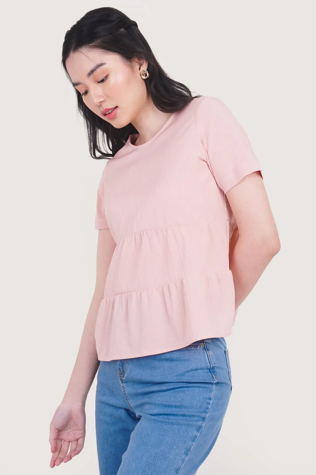 Round Neck Peplum Top