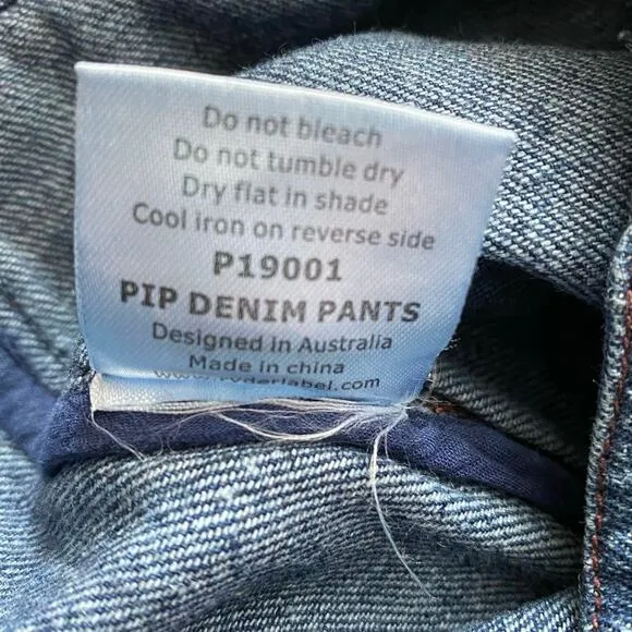 Ryder US Size 6 PIP Denim Pants Jeans Australia High Rise