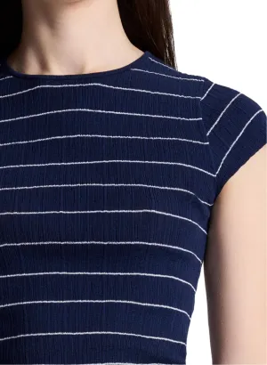 Sam Fine Cotton Knit Top - Navy White