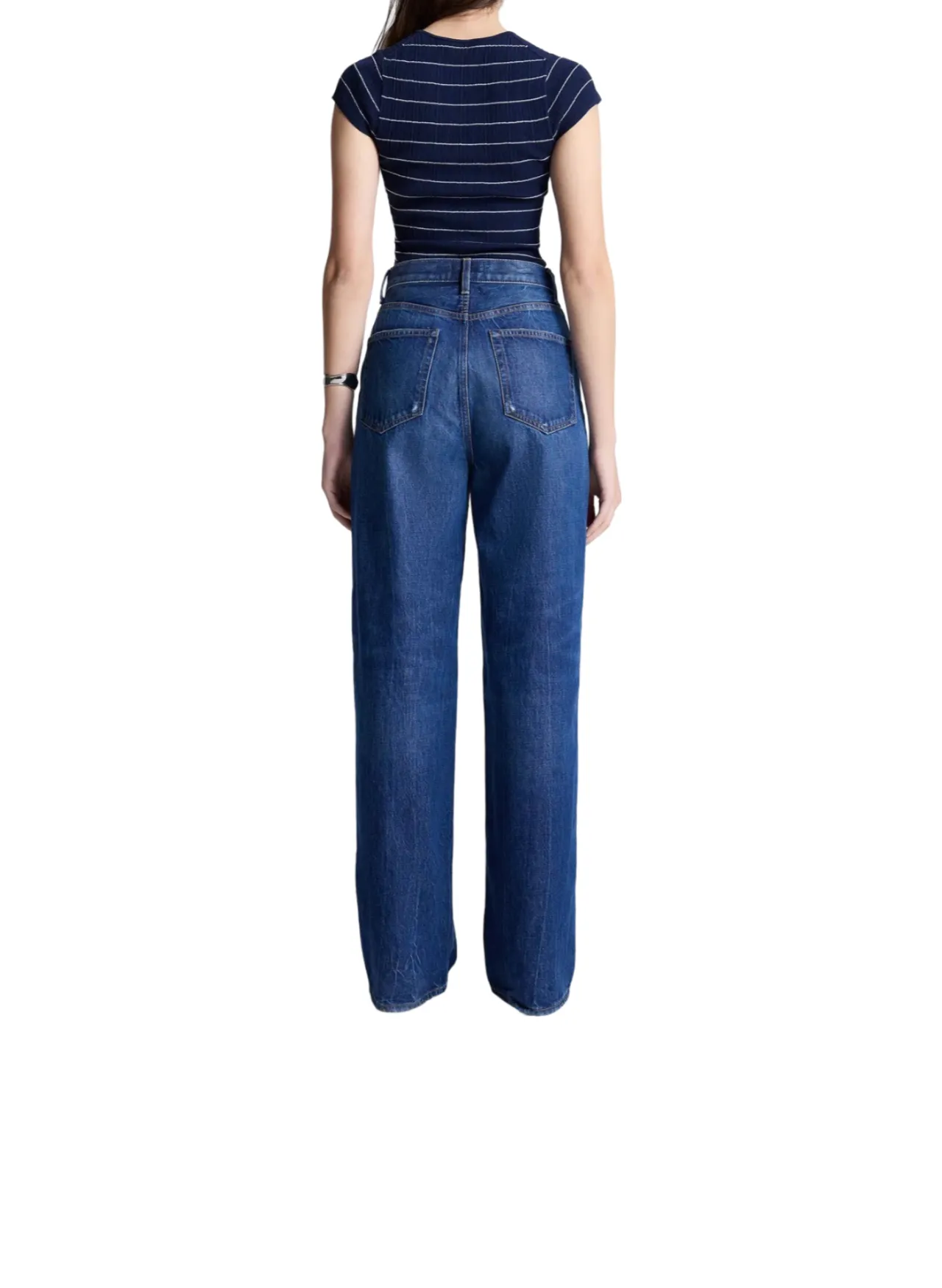 Sam Fine Cotton Knit Top - Navy White
