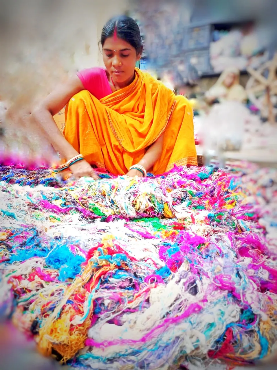Sari Silk Waste Batts - Multicolor