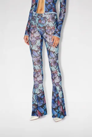 Savannah Butterfly Print Flared Pants - Multicolor