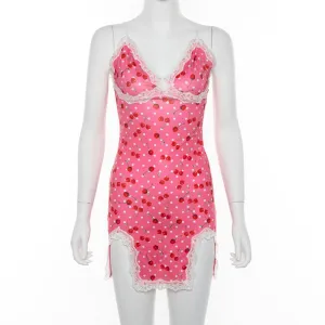 Süße Floral Kleider Straped Backless Spitze Saum Bodycon Mini Kleider Mode Frühjahr 2020 Heißer Rosa Kleid E-mädchen Kawaii kleider