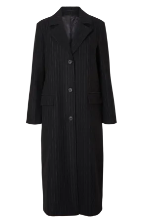 Selected femme - Wool jacket - Black with brown stripes - Alma long