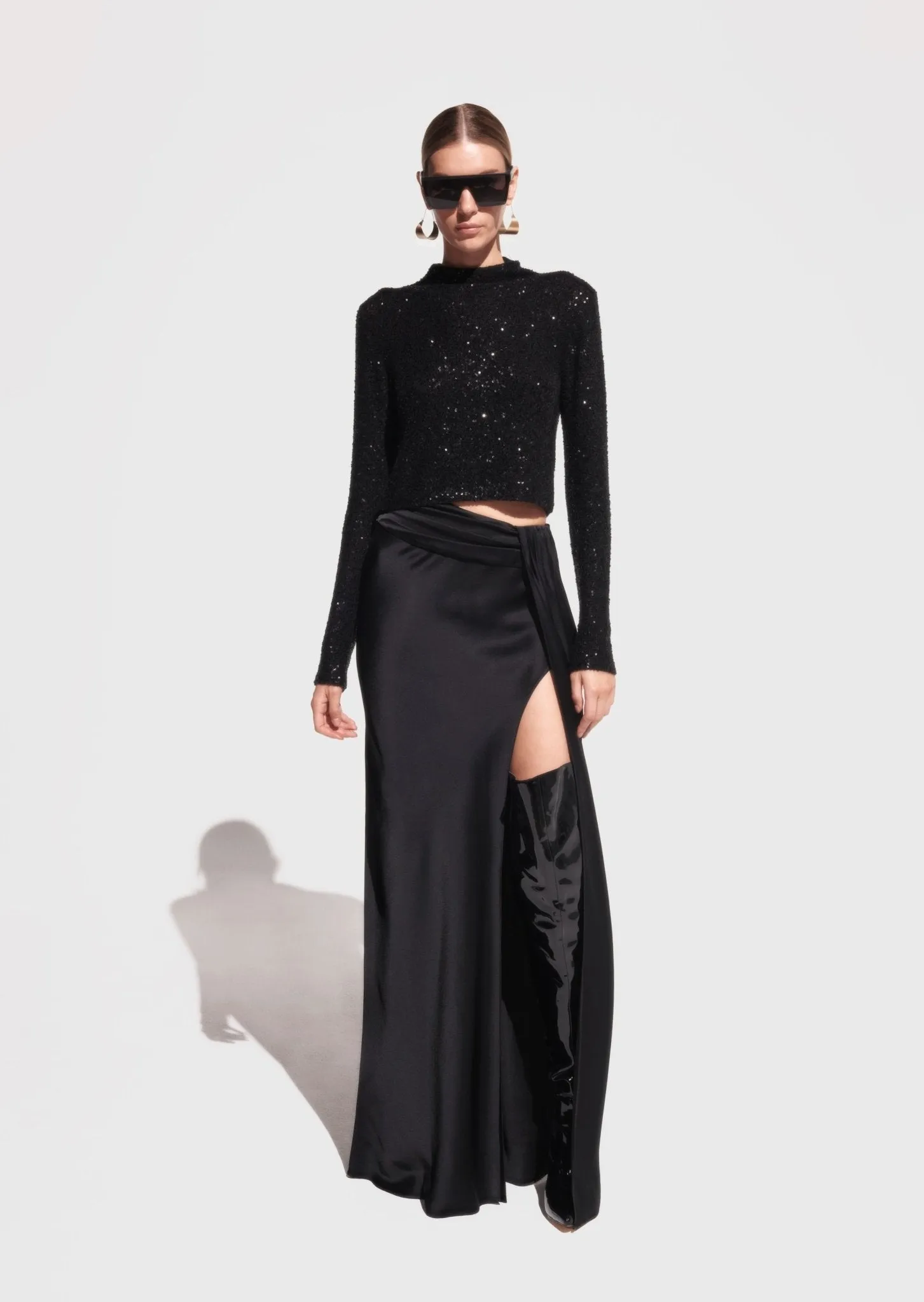 Sequin Cashmere Cropped Top