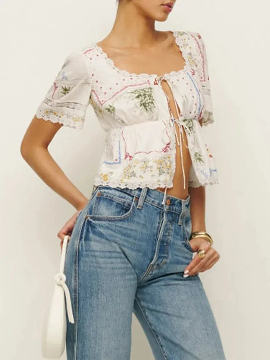 Serena Long-Sleeve Lace Peplum Top