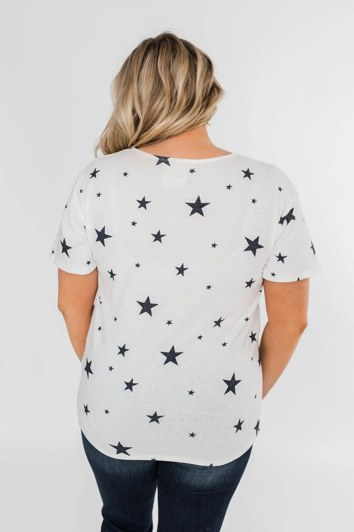Shine On Criss-Cross Star Top- Ivory