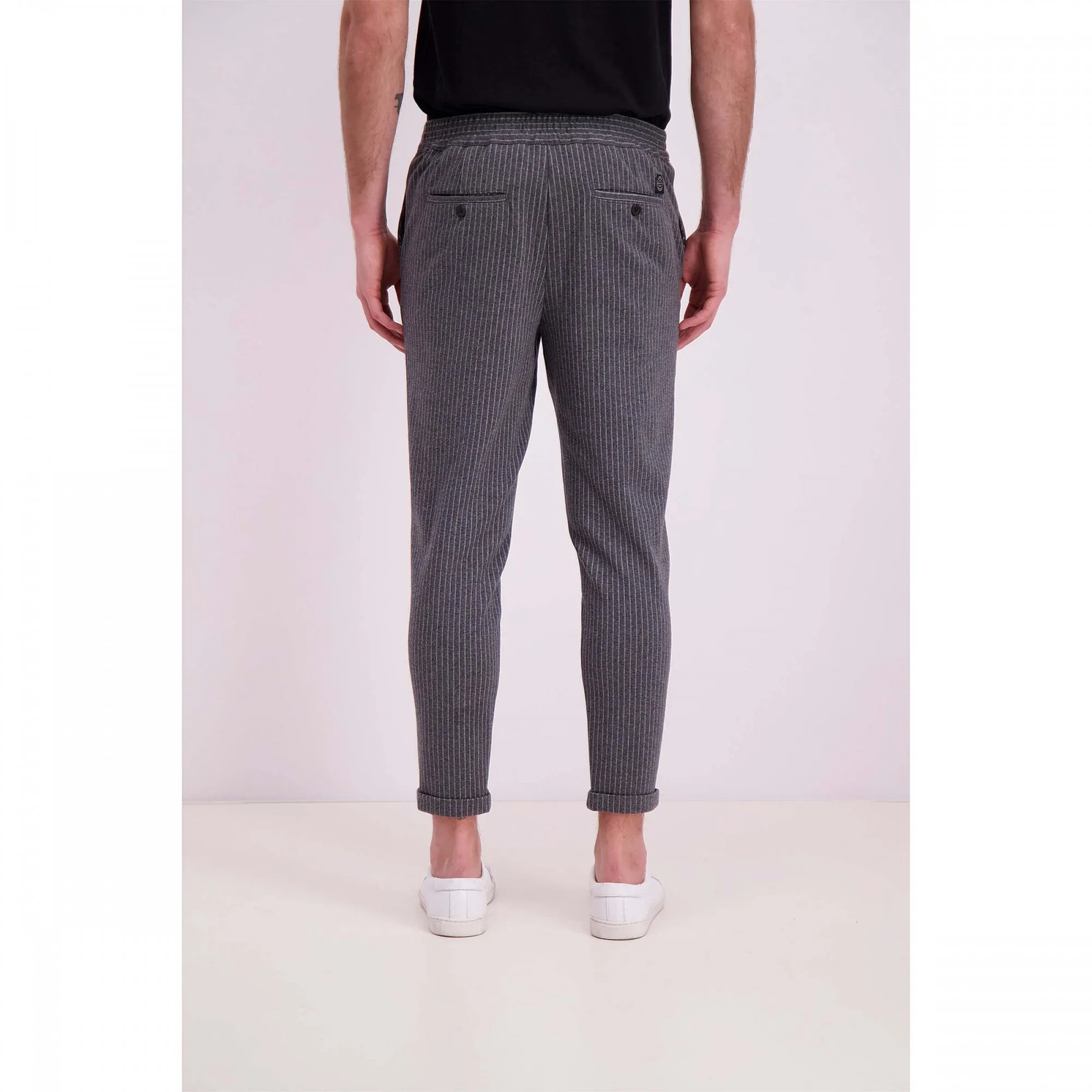 Shine Original Jaden Cropped Fitchino Pants W. Elastic Waist Dk. Grey Mix