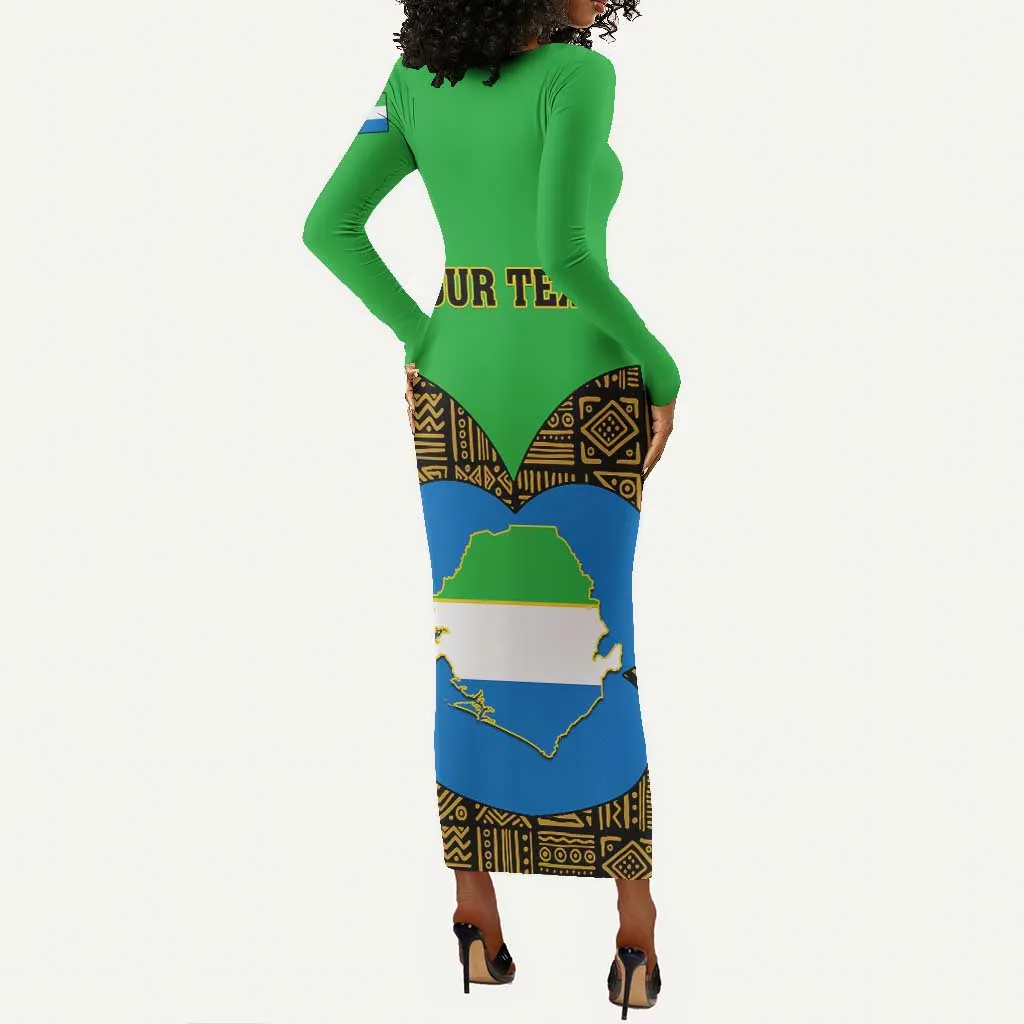 Sierra Leone Independence Day 2024 Long Sleeve Bodycon Dress Happy 63rd Anniversary African Pattern LT01