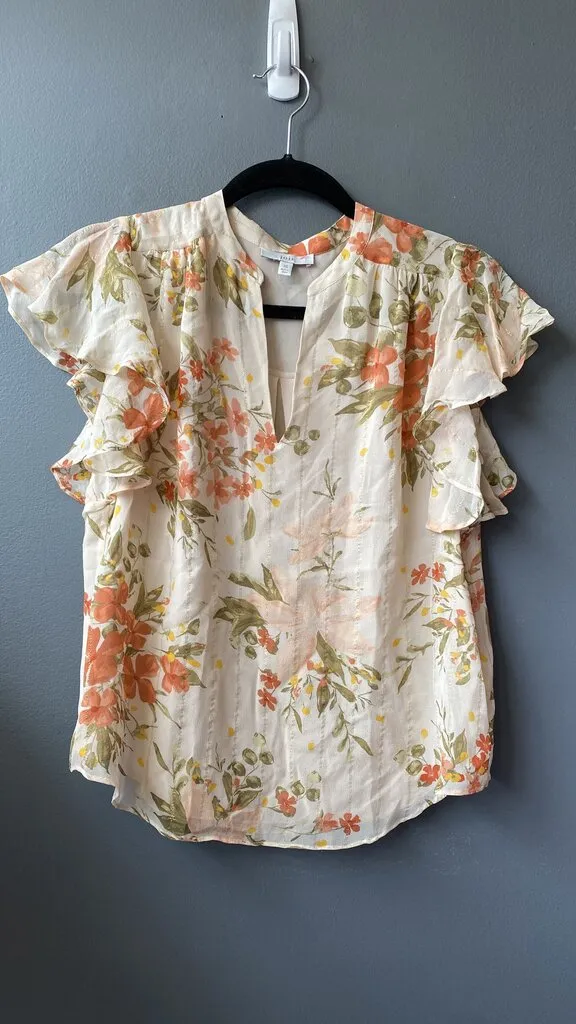 Silk Floral Metallic Blouse