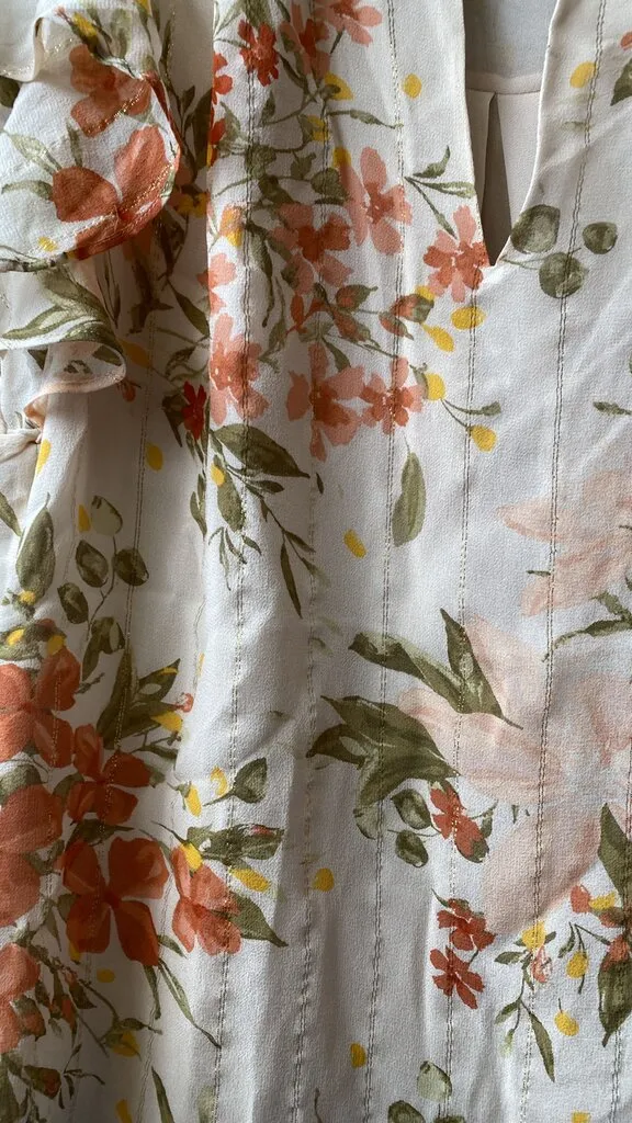 Silk Floral Metallic Blouse