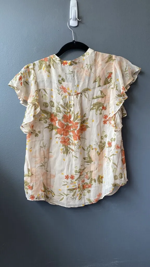 Silk Floral Metallic Blouse