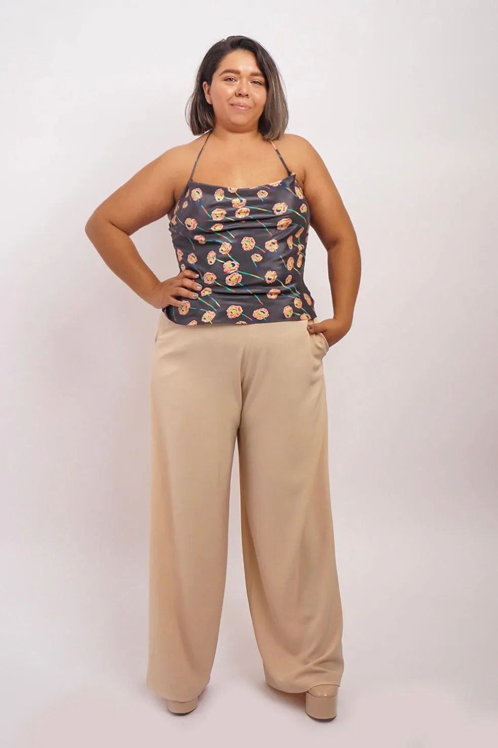 Silk Floral Print Colina Cowl Top