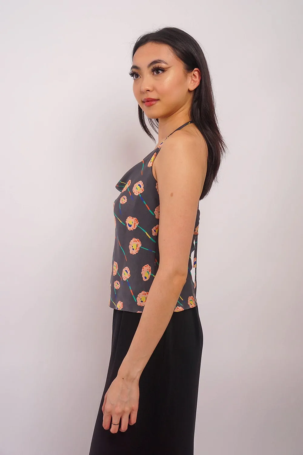 Silk Floral Print Colina Cowl Top